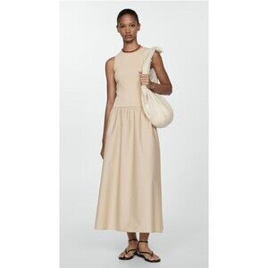 Fitted Cotton Knit Dress by Mango (Sand SZ 8) -NWT